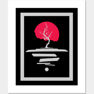 red moon and tree Posters and Art